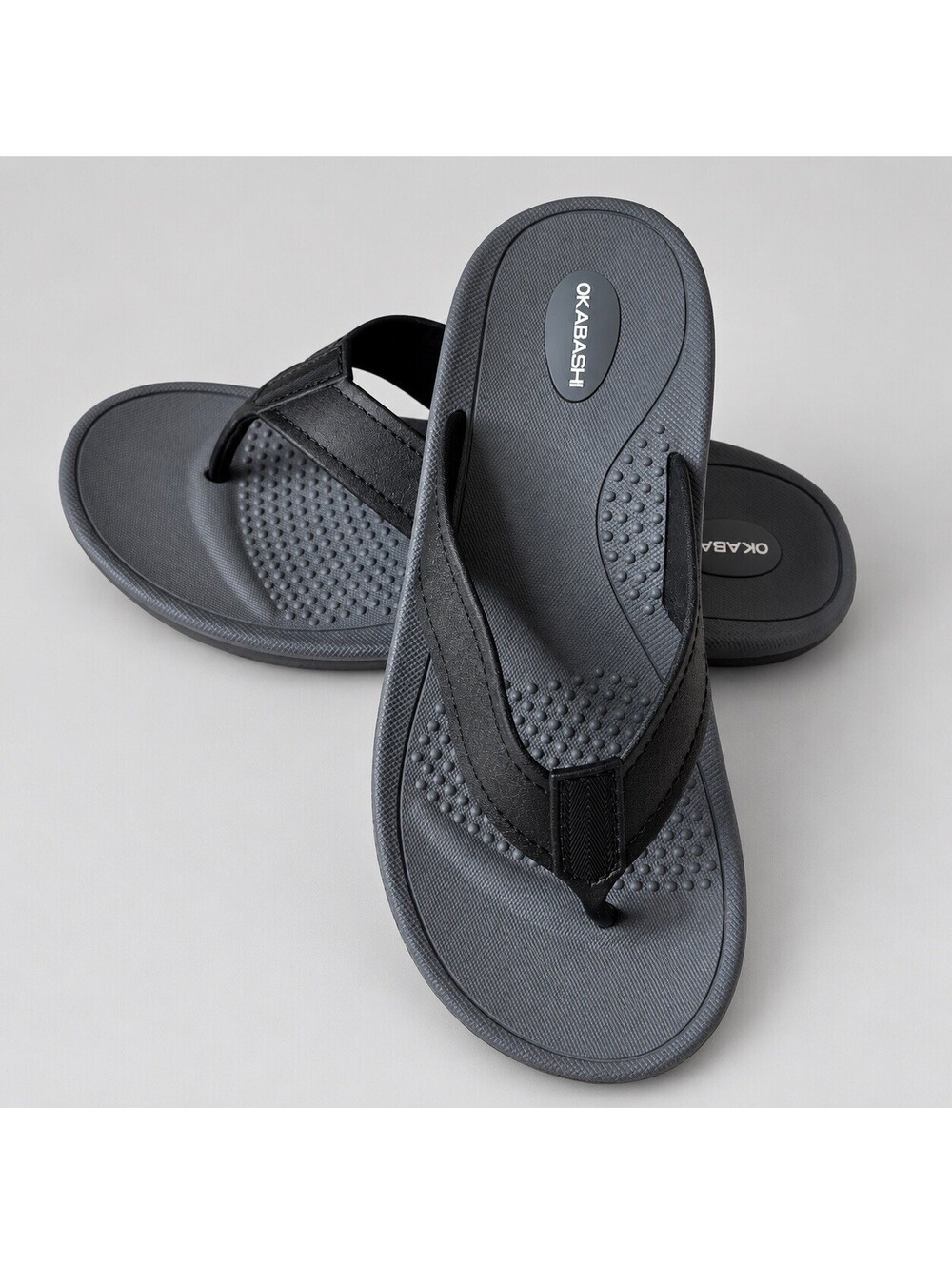 Okabashi Men’s Flip Flops Large 8-8.5 Gray Black
